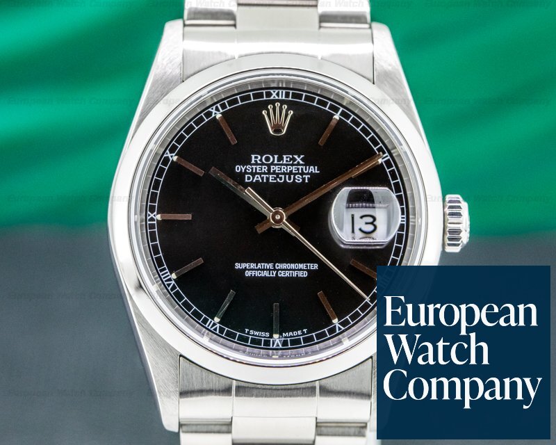 Rolex Datejust Black Dial SS Oyster Ref. 16200