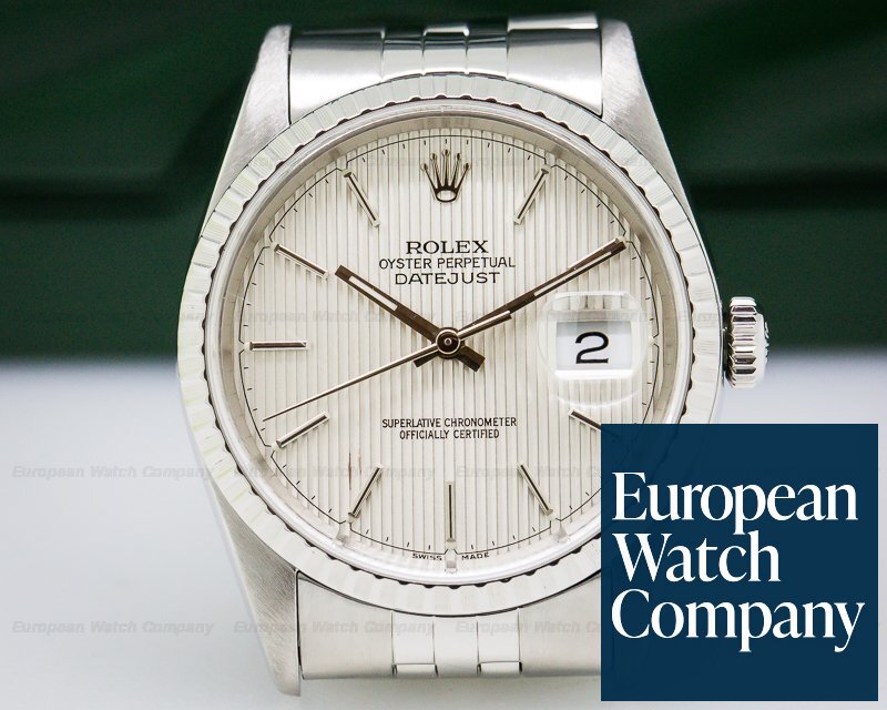 Rolex Datejust Silver Tapestry Dial SS Jubilee Ref. 16220