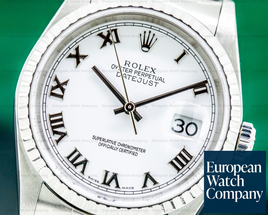 Rolex Datejust White Dial Roman Numerals SS Oyster Ref. 16220