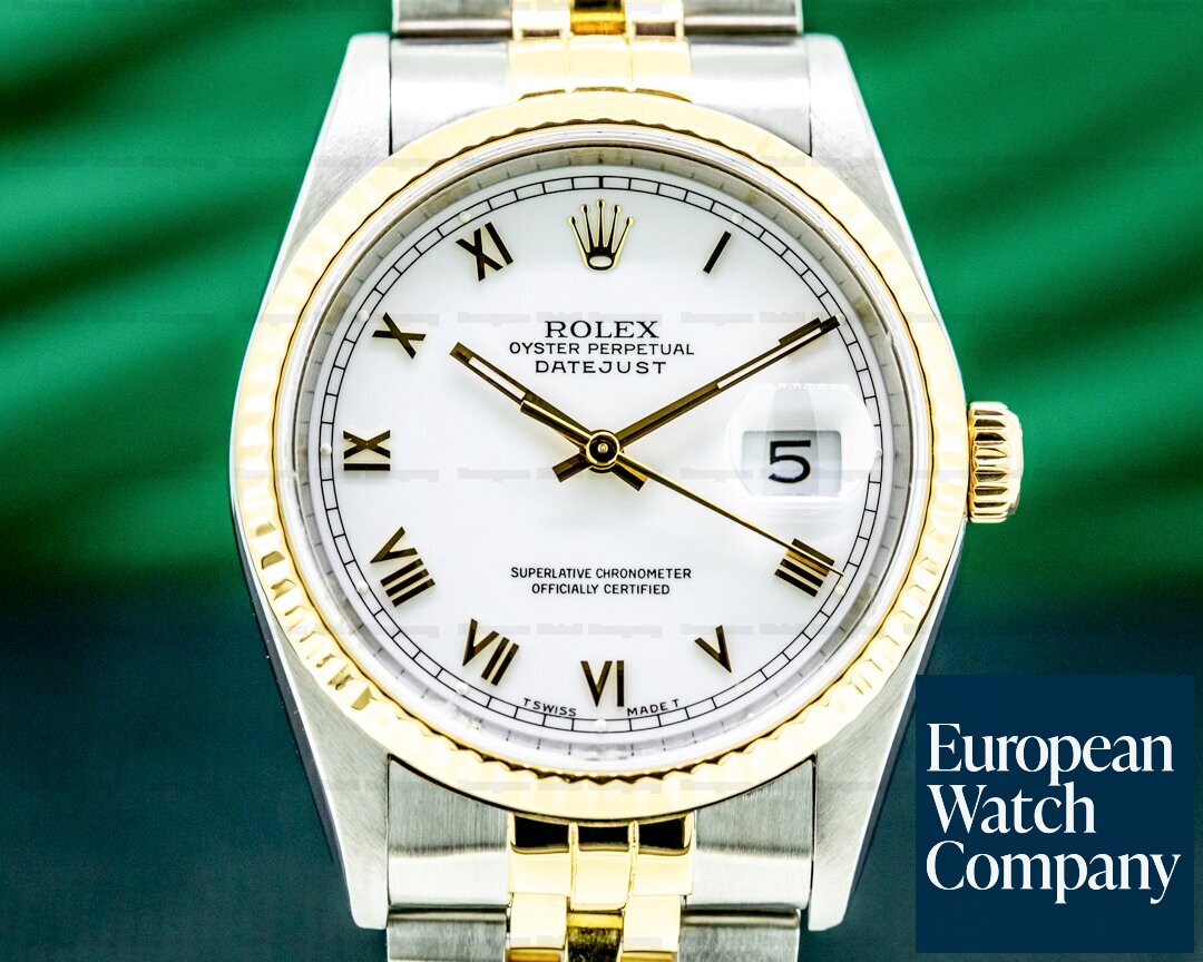 Rolex Datejust 16233 White Roman Dial Jubilee 18K / SS Ref. 16233
