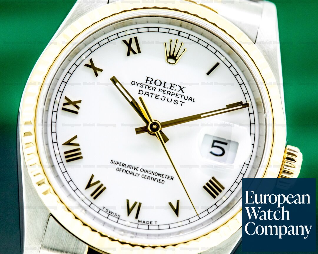 Rolex Datejust 16233 White Roman Dial Jubilee 18K / SS Ref. 16233