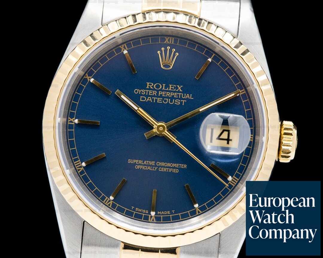 Rolex Datejust Blue Roman Dial Jubilee 18K / SS Ref. 16233