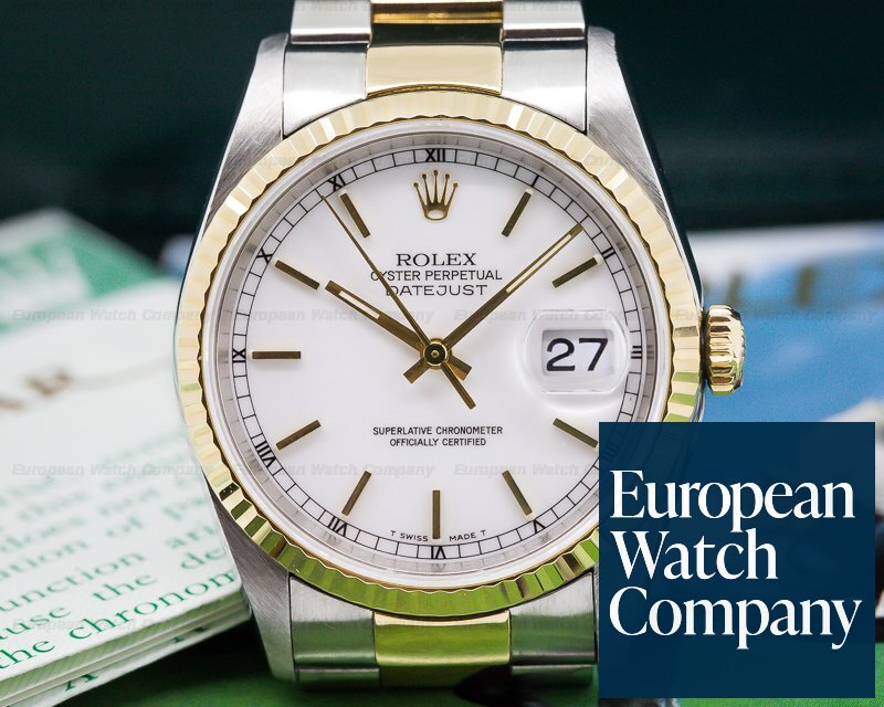 Rolex 16233 Datejust White Dial Oyster 18K / SS
