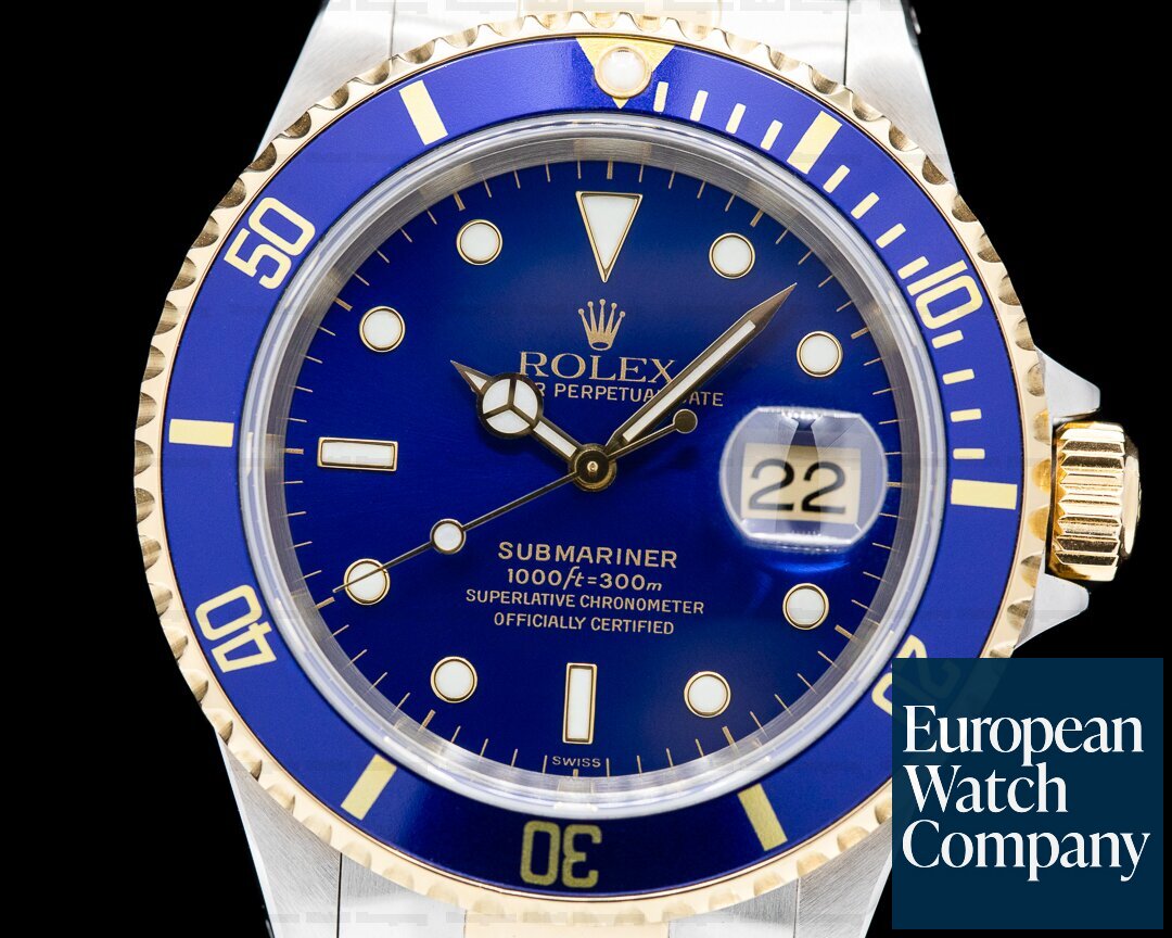 Rolex Submariner 16613 Blue Dial SS / 18K BOX & PAPERS Ref. 16613