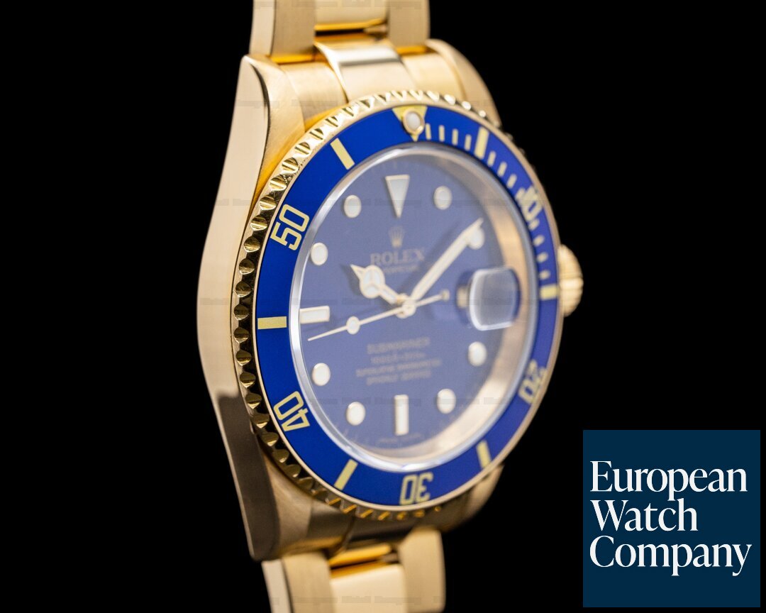 Rolex Rolex 16618 Submariner Blue Dial 18K Yellow Gold FULL SET Ref. 16618