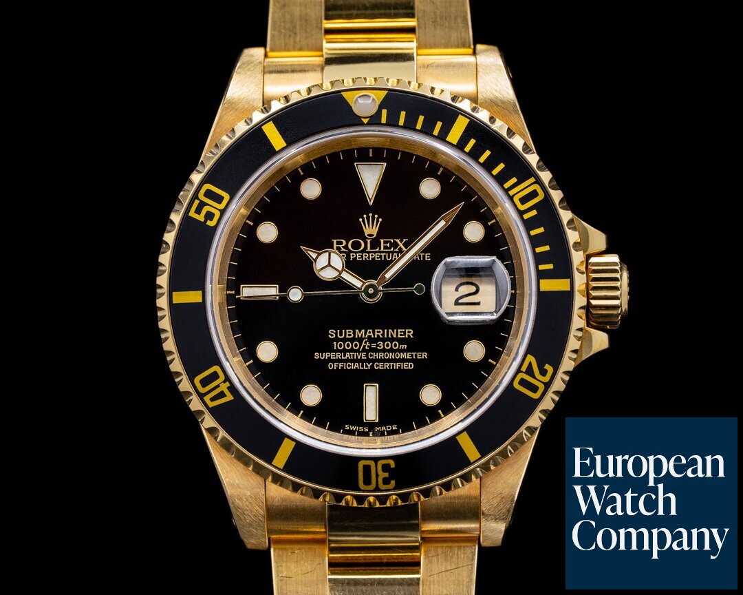 Rolex Rolex Submariner 16618 Black Dial 2002 18K Yellow Gold FULL SET ORIGINAL Ref. 16618