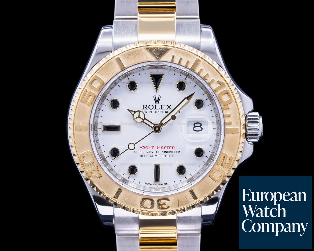 Rolex 16623 Yacht Master Two Tone 18k YG/SS White Dial 