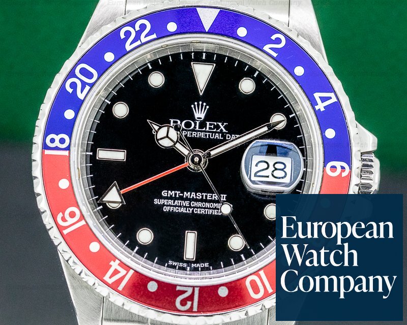 Rolex GMT Master II 16710 SS Red / Blue Pepsi Bezel FULL SET Ref. 16710