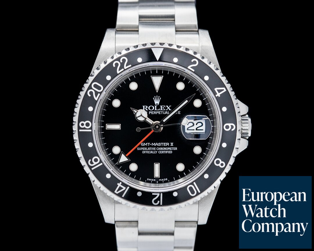 Rolex 16710 GMT Master II SS Black Bezel 2007 FULL SET
