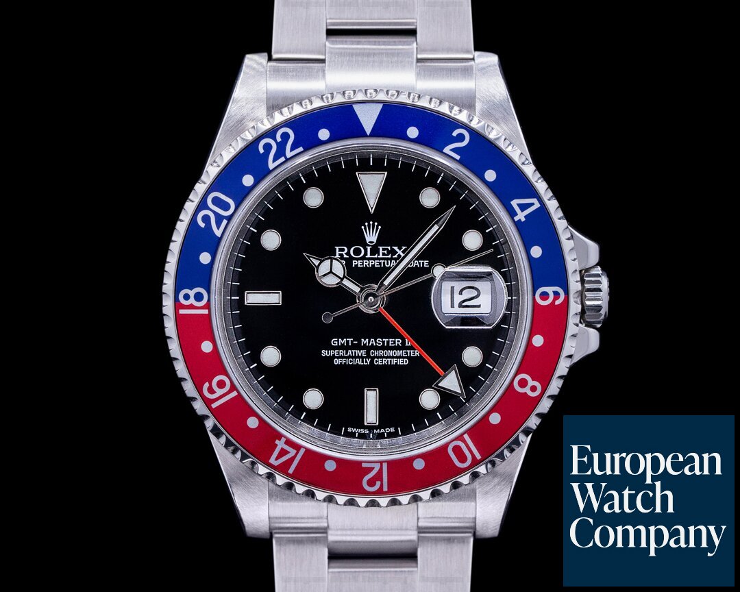 Rolex GMT Master II SS Red / Blue Pepsi Bezel 3186 Movement Ref. 16710