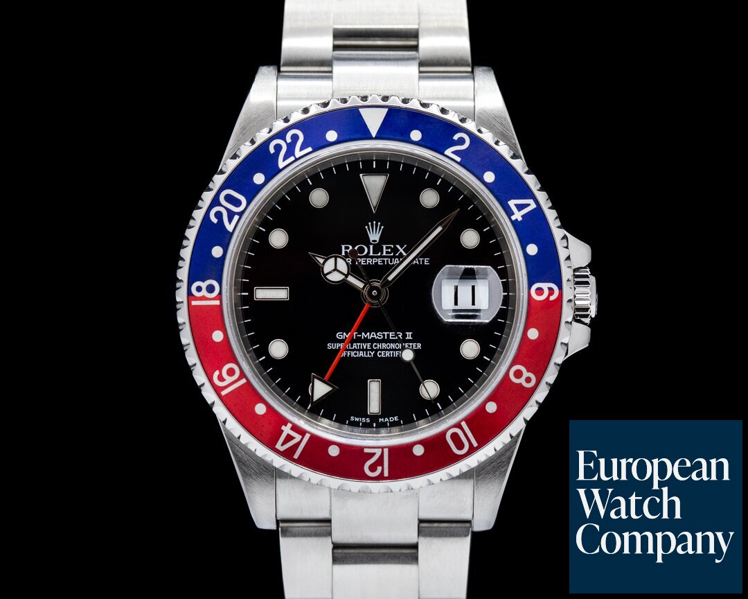 Rolex 16710 GMT Master II SS Red / Blue Pepsi Bezel FULL SET