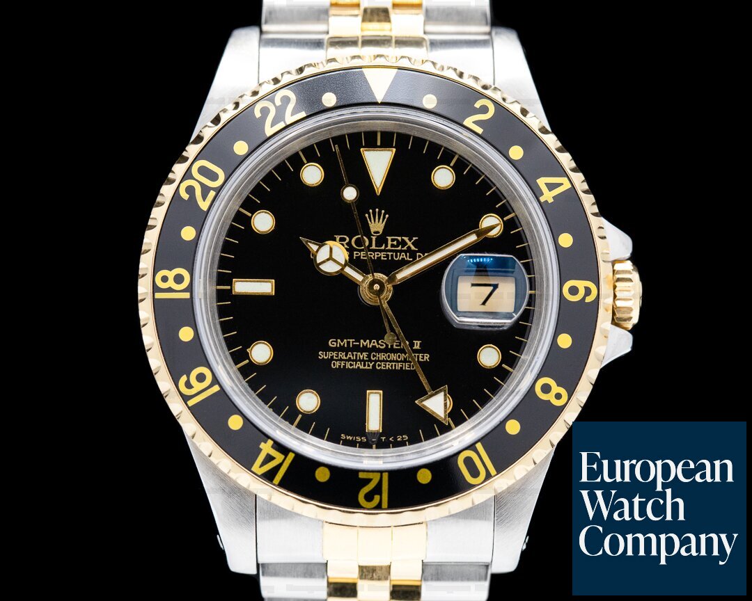 Rolex GMT Master II 18K / SS Black Dial BOX AND PAPERS Ref. 16713