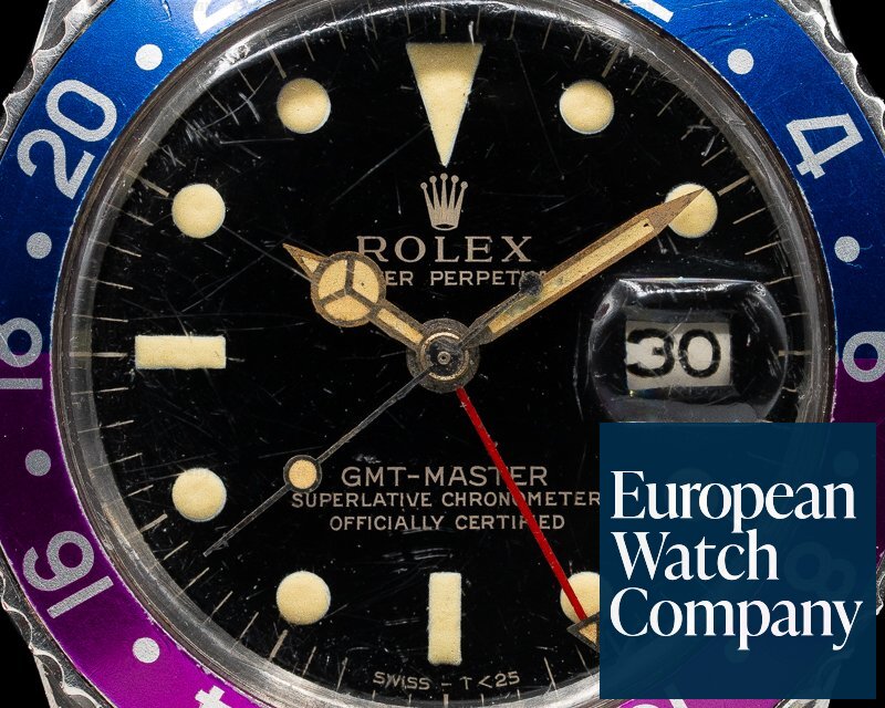 Rolex Vintage GMT Master Gilt Gloss Fuchsia Bezel FULL SET Ref. 1675