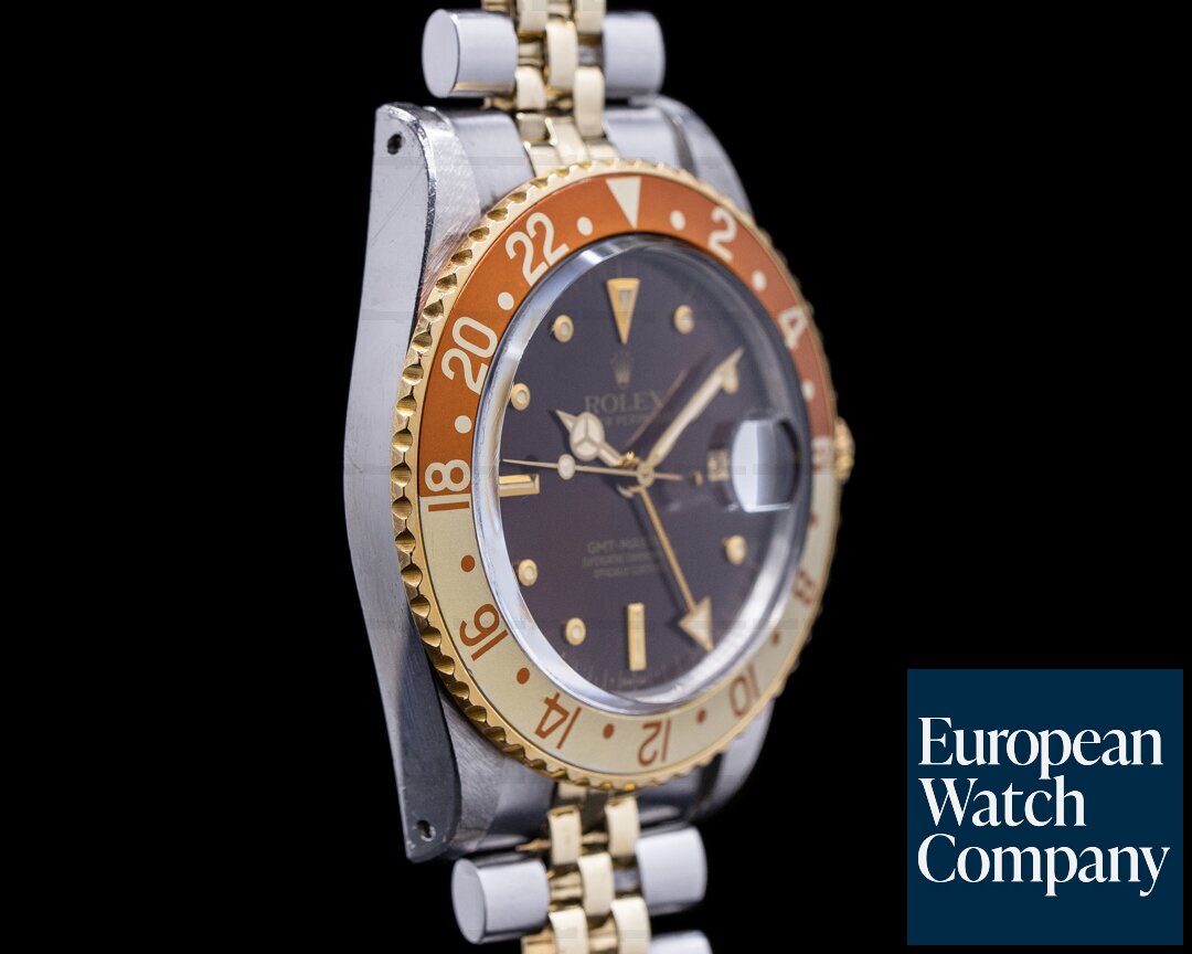 Rolex GMT Master Brown Nipple Dial Root Beer Bezel c. 1986 NICE BOX AND PAPE Ref. 16753