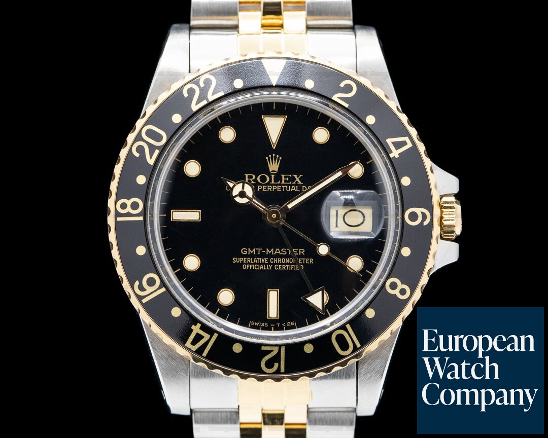 Rolex 16753 GMT Master black Dial 18K / SS Jubilee BOX & PAPERS