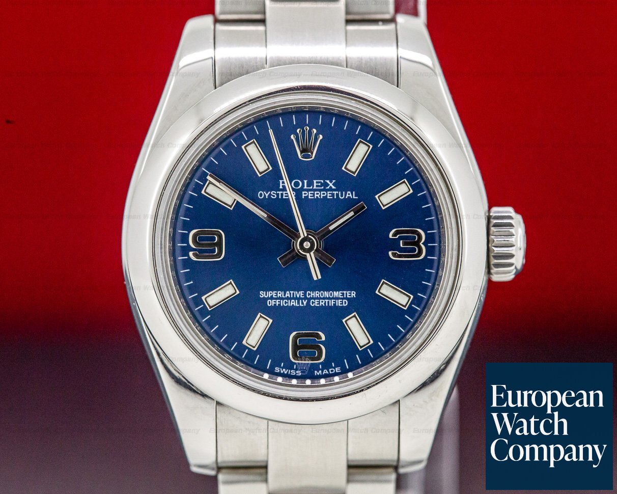 Rolex Lady Oyster Perpetual Blue Dial SS Ref. 176200