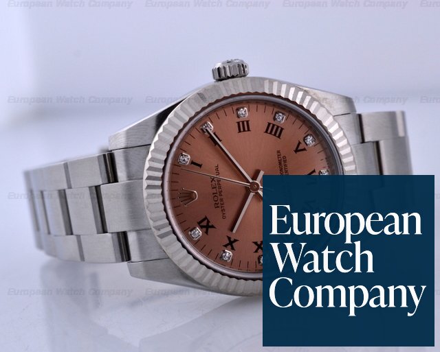 Rolex Oyster Perpetual No-Date SS/SS Pink Dial Diamond Dial Z Series (2006.5) Ref. 177234