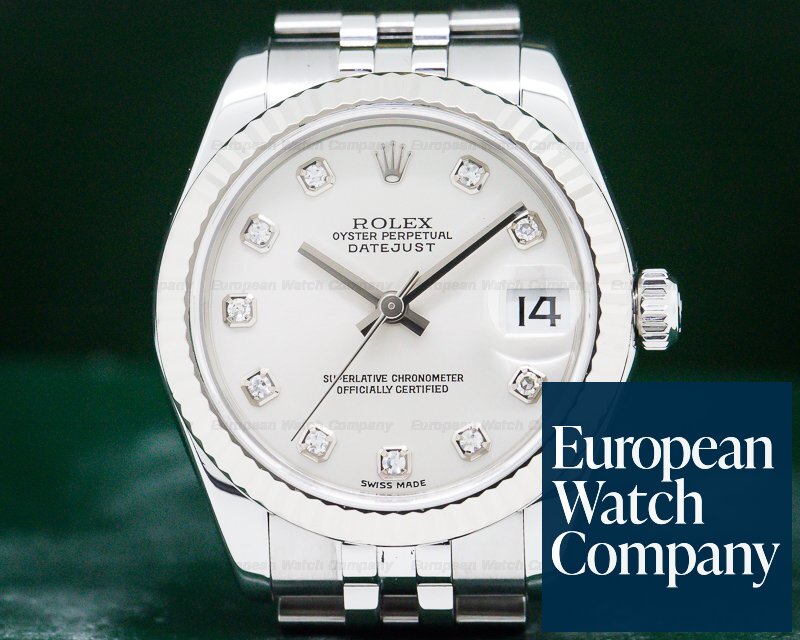 Rolex Datejust Midsize Jubliee SS Silver Diamond Dial Ref. 178274