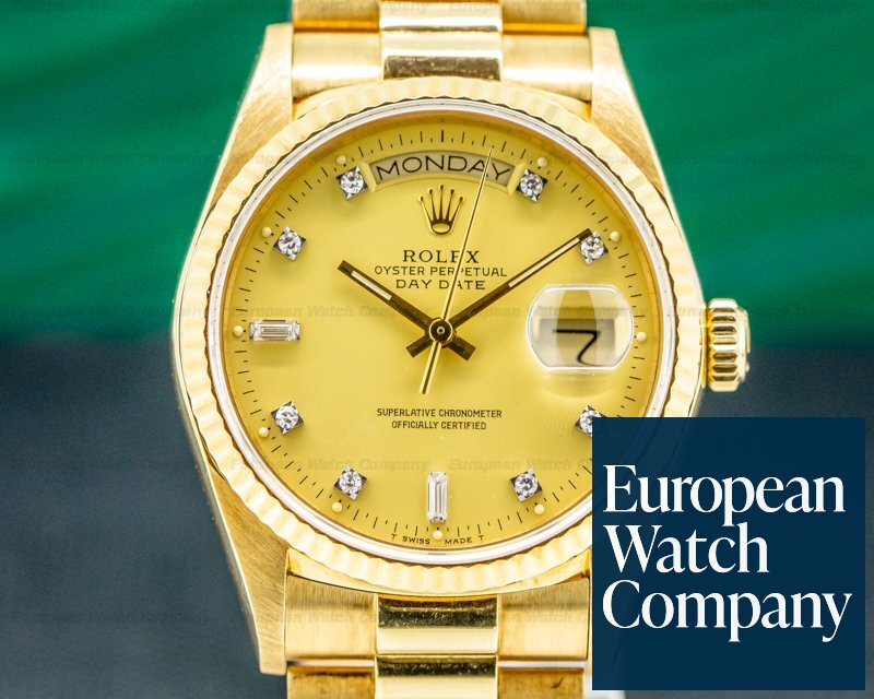 Rolex Day Date Champagne Diamond Dial Yellow Gold EXCELLENT Ref. 18038