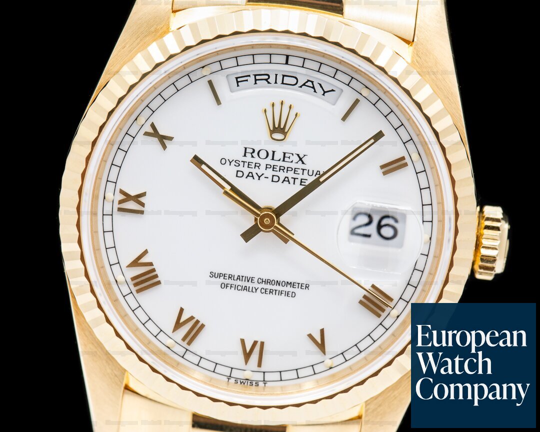 Rolex Day Date 18038 White Dial Yellow Gold SUPER SHARP Ref. 18238