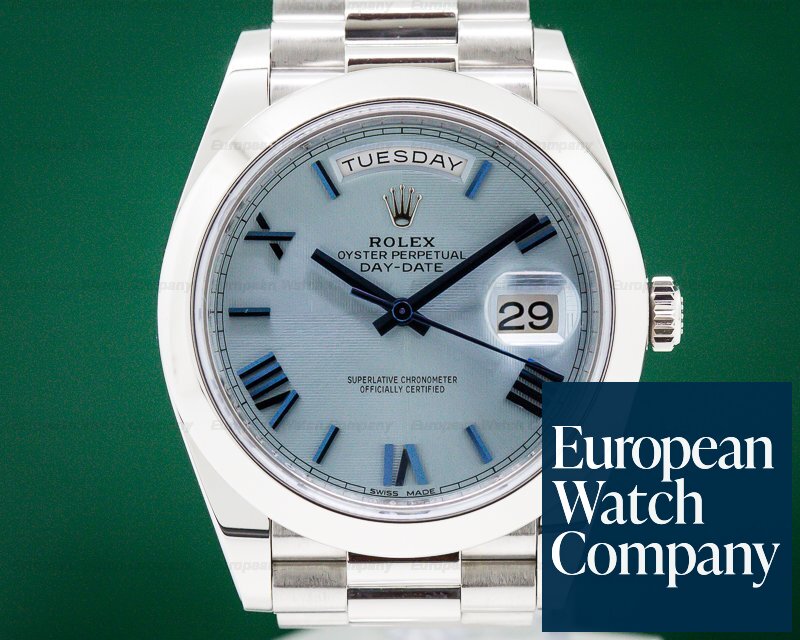 Rolex Day Date Platinum Blue Dial Roman Numeral 40MM Ref. 228206