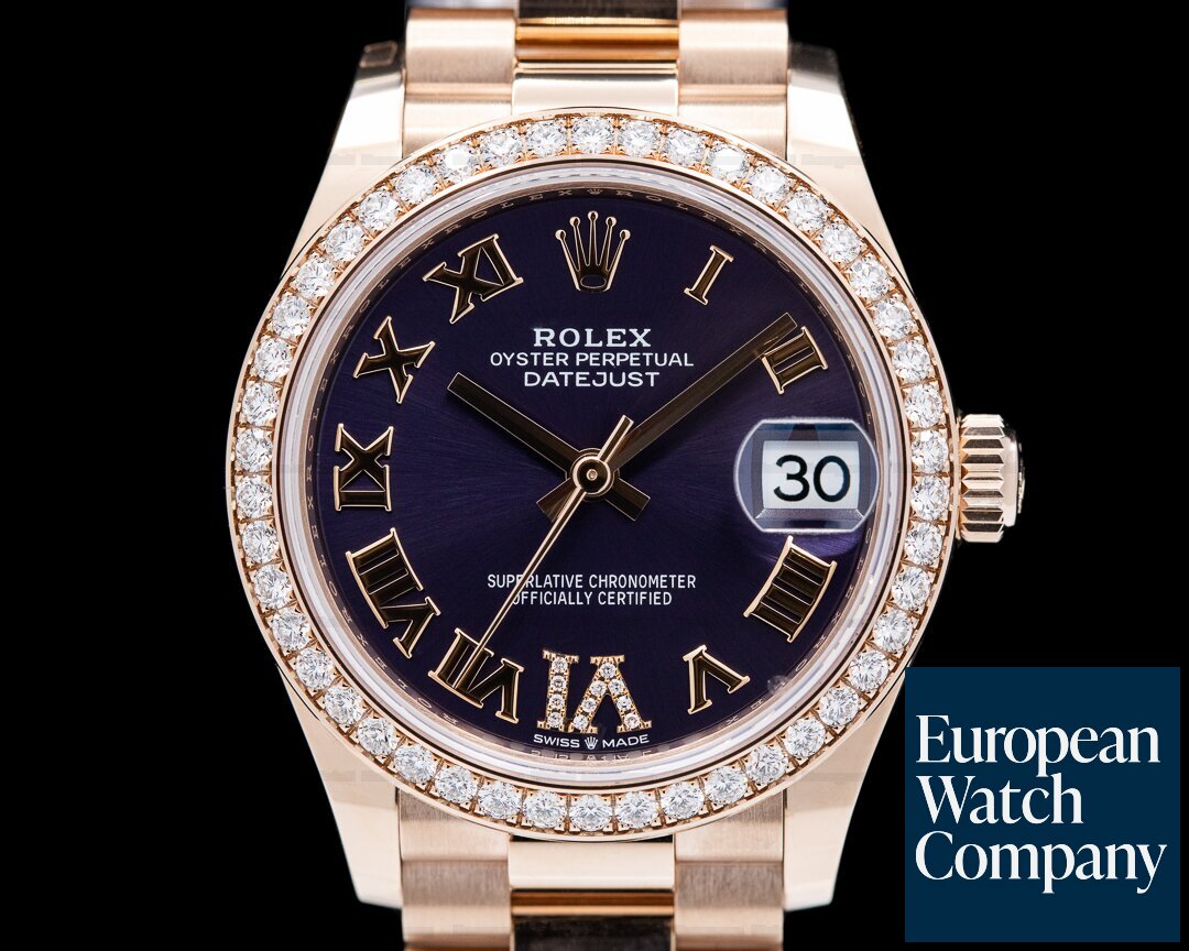 Rolex Datejust 31MM 18K Rose Gold Diamond Bezel UNWORN Ref. 278285RBR