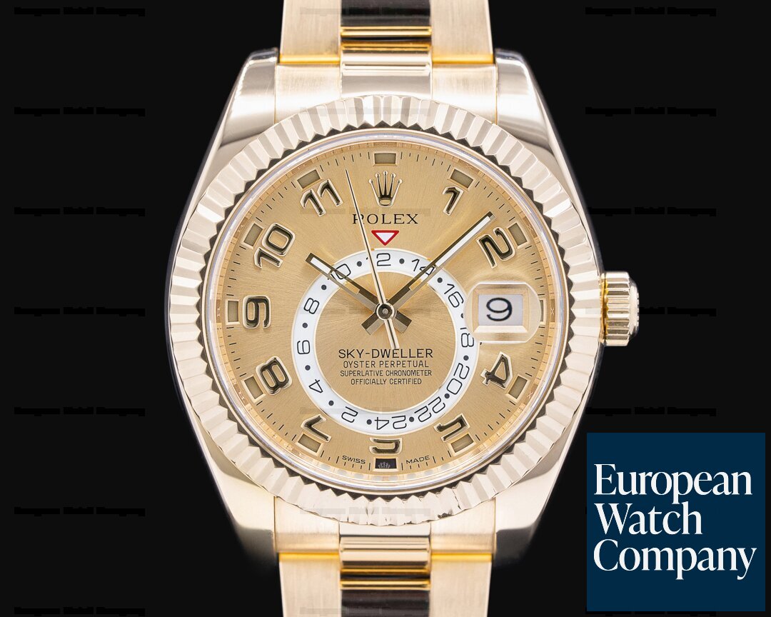 Rolex 326938 Sky Dweller 18K Yellow Gold / Champagne Dial 