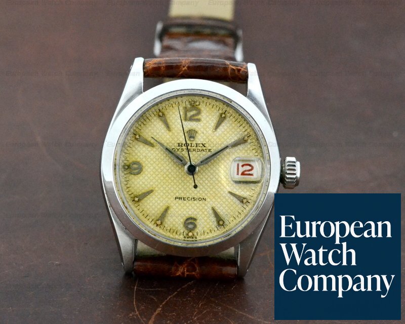Rolex 6466 Oysterdate Precision SS Honeycomb Dial