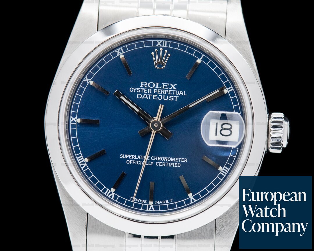 Rolex Ladies DateJust 31 Stainless Steel / Blue Dial Ref. 68240