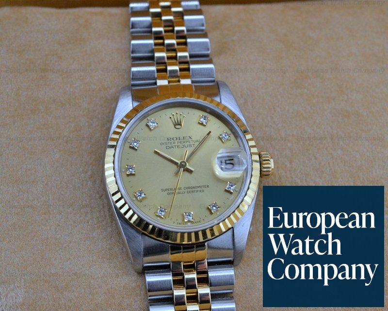 Rolex 68273 Oyster Perpetual Datejust Champagne Diamond Dial 18K / SS