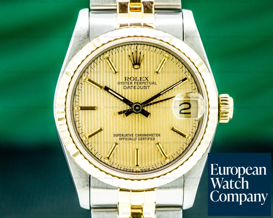 Rolex Oyster Perpetual Datejust Champagne Tapestry Dial 18K / SS 31MM Ref. 68273