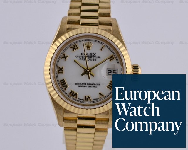 Rolex Datejust President Ladies 18K Yellow Gold White Roman W Series (1995) Ref. 69178