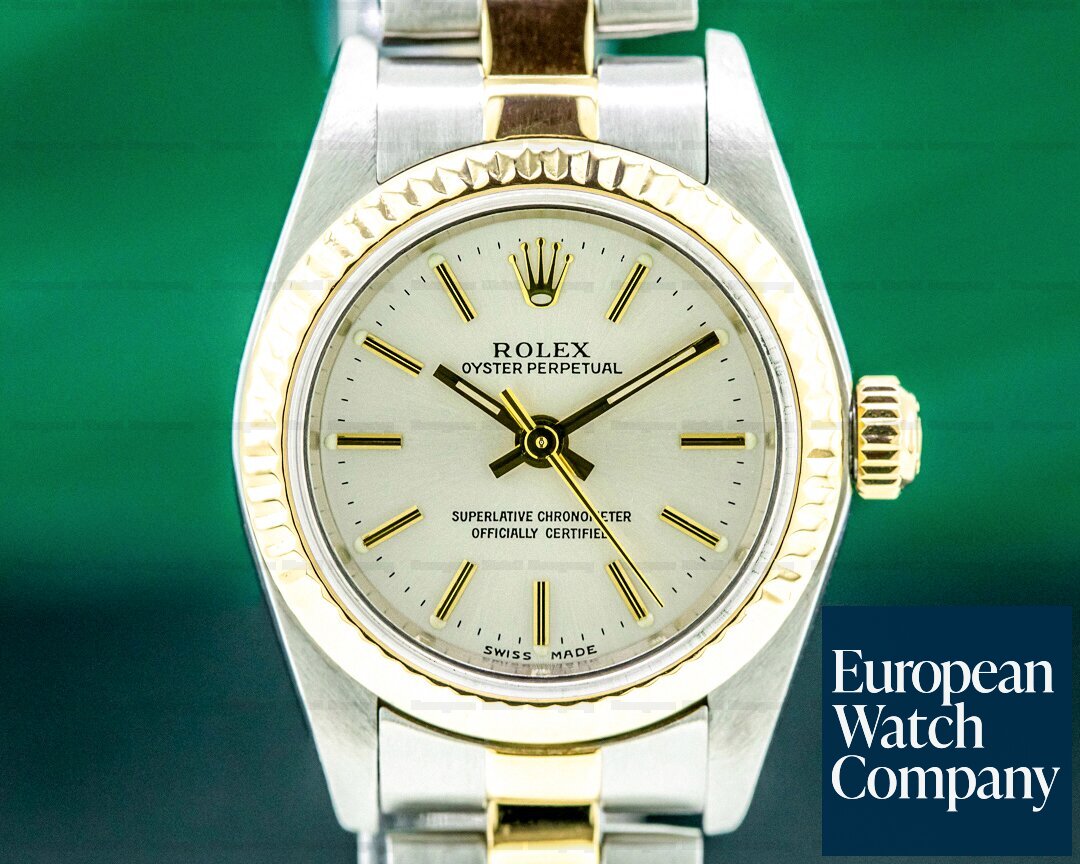 Rolex Lady Oyster Perpetual 18K / SS Silver Dial 26MM Ref. 76193