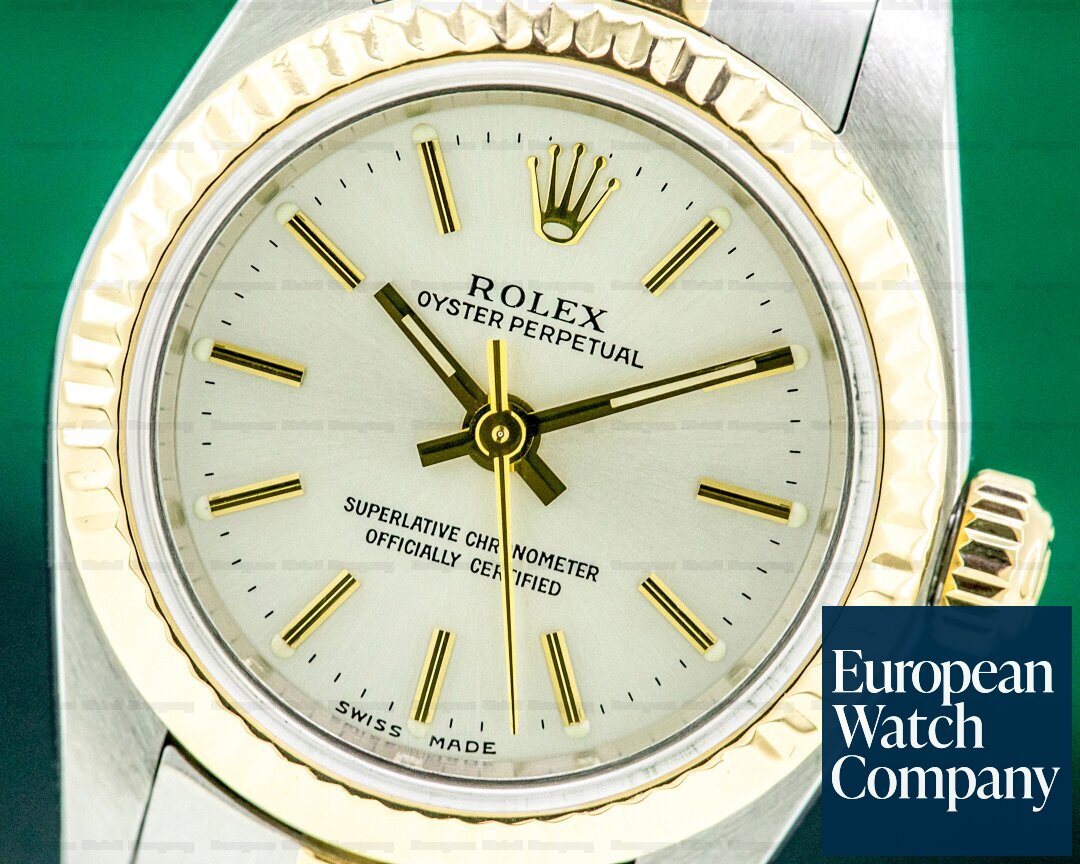 Rolex Lady Oyster Perpetual 18K / SS Silver Dial 26MM Ref. 76193