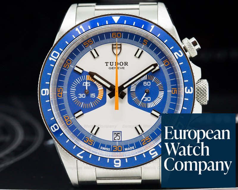 Tudor Heritage Chronograph Silver Dial w/Blue Counters SS Ref. 70330B-0001