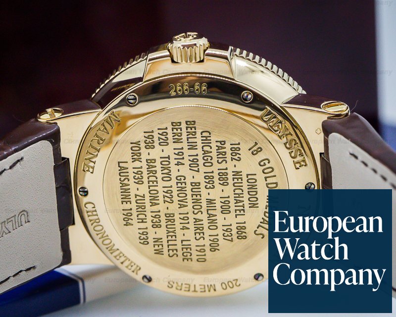 Ulysse Nardin Maxi Marine Chronometer Silver Arabic 18K RG / Alligator Ref. 266-66