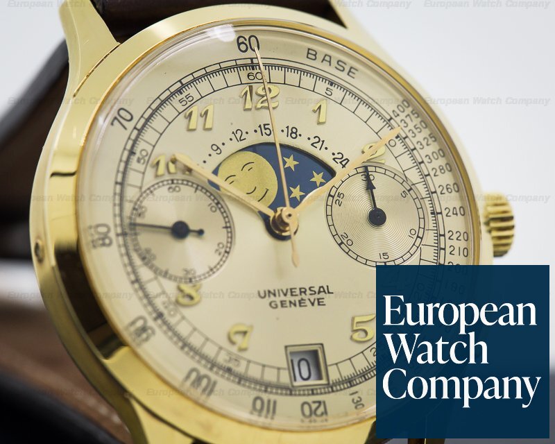 Universal Geneve Vintage Moonphase Chronograph 18K Yellow Gold 36MM Ref. 