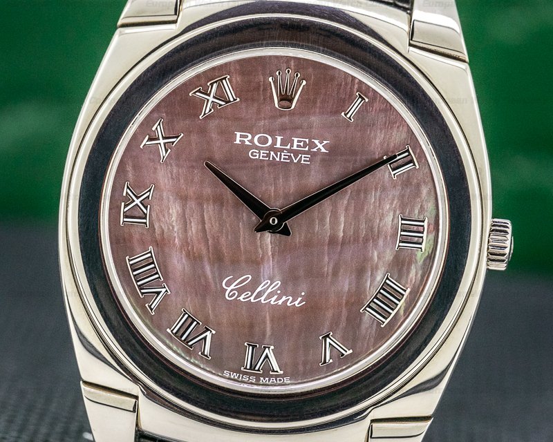 Rolex Cellini Cestello 18K White Gold Black Mother of Pearl Ref. 5330/9