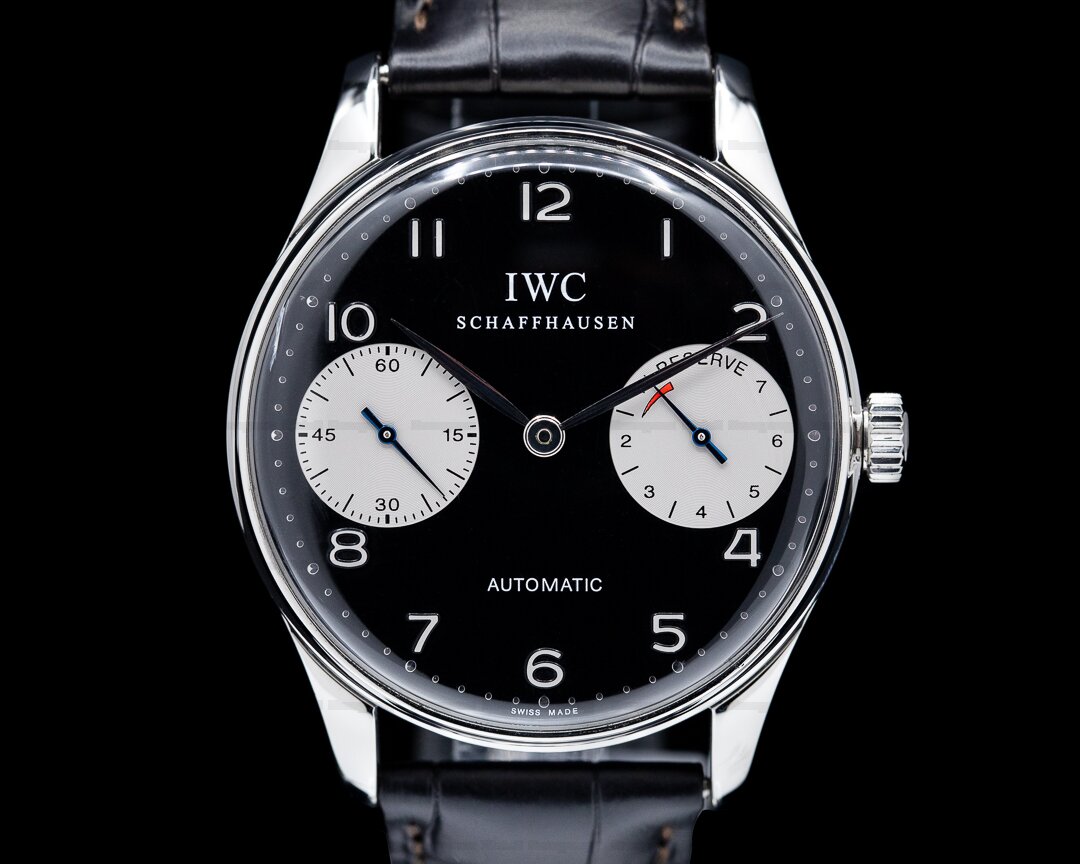 IWC Portuguese 7 Day Automatic SS Black Dial Ref. 5000-01
