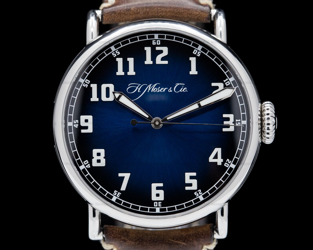 H. Moser and Cie. Heritage Pilot Center Seconds Funky Blue Dial Ref. 8200-1201
