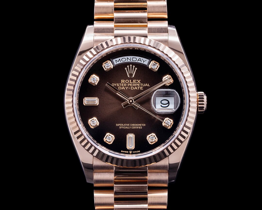 Rolex Day Date President 128235 Brown Ombre Fume Diamond Dial 2019 Ref. 128235