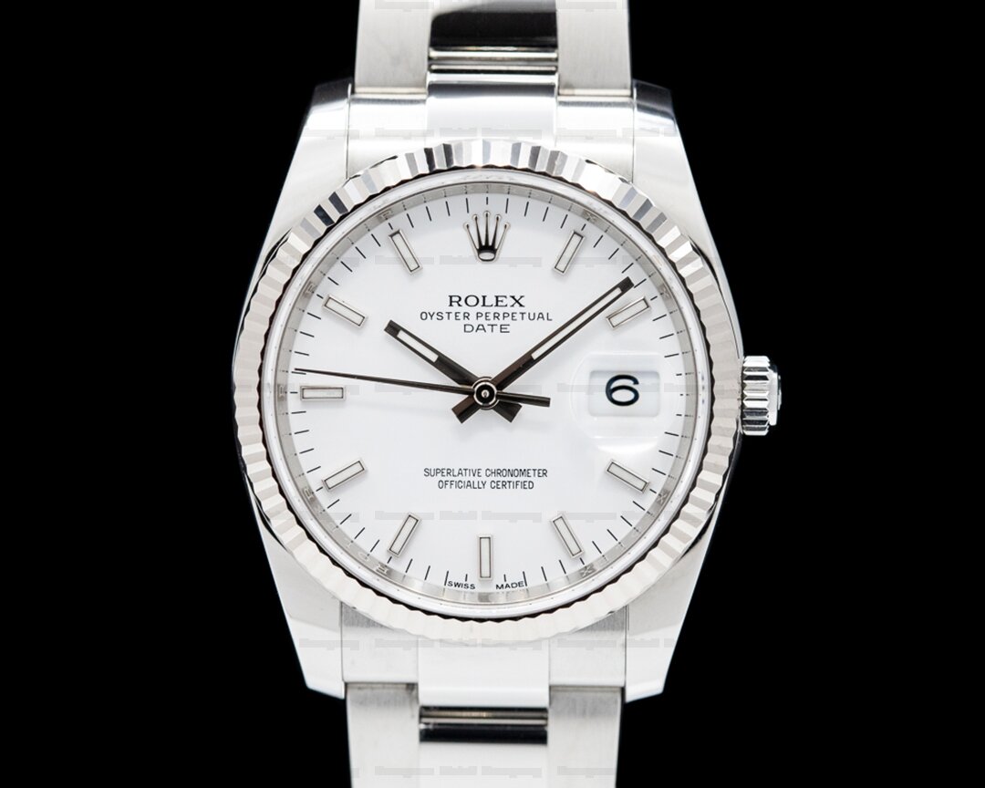 Rolex Oyster Perpetual Date White Dial SS Ref. 115234