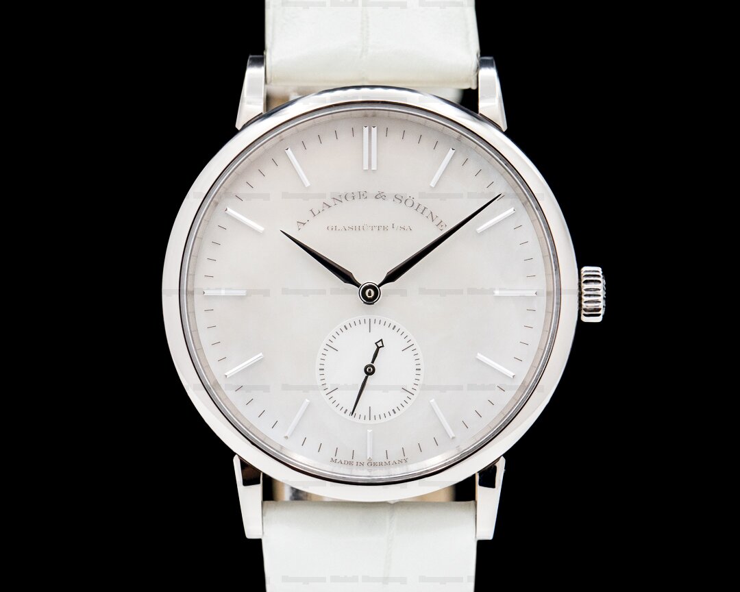 A. Lange and Sohne Saxonia 219.047 Manual Wind 18K White Gold Mother of Pearl Ref. 219.047