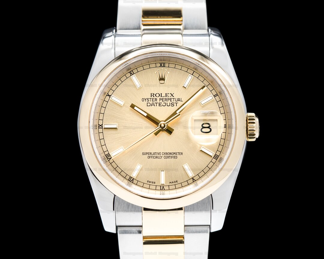 Rolex Datejust 18k / SS Champagne Dial Full Set Ref. 116203