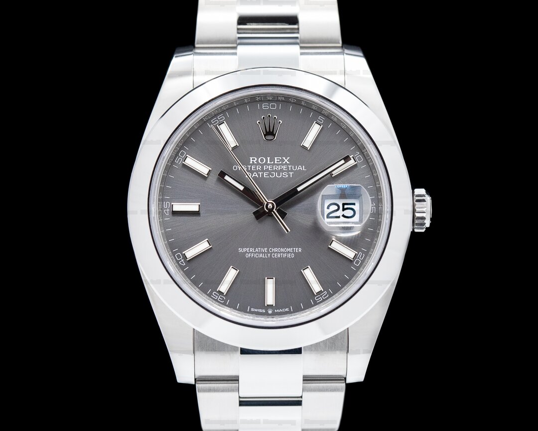 Rolex Datejust 41 Gray Stick Dial SS Oyster Ref. 126300