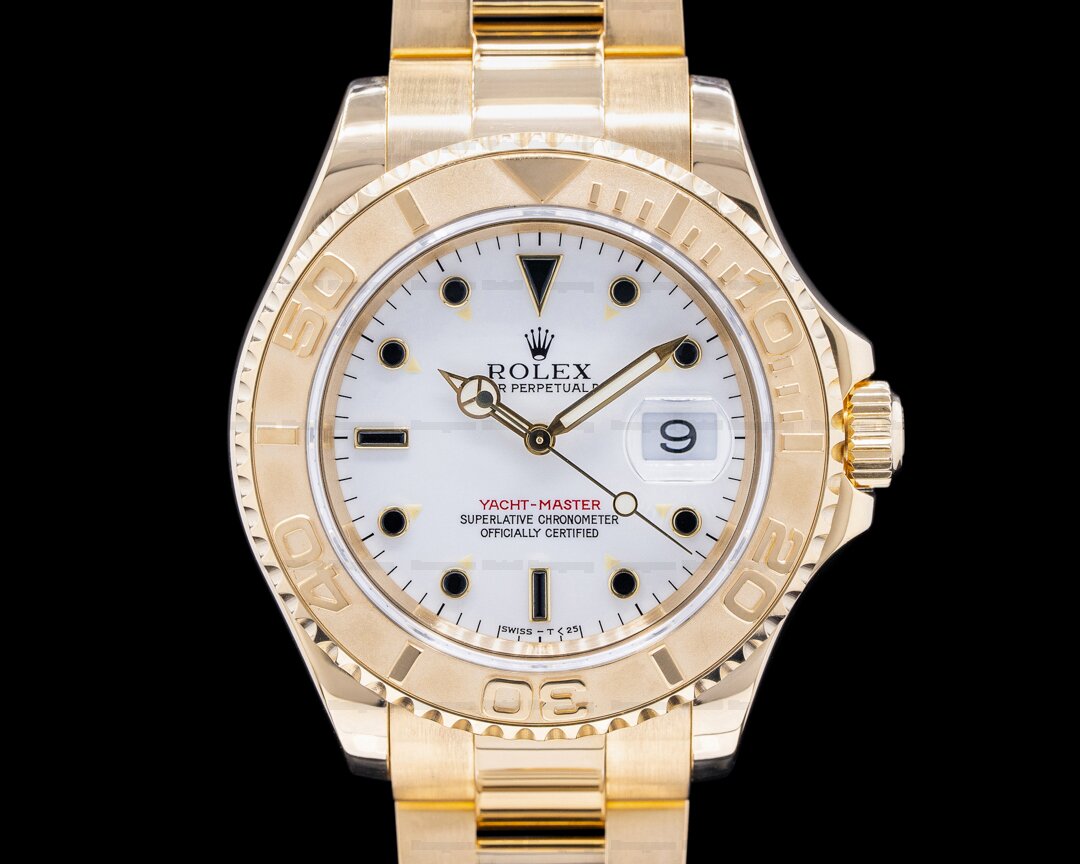 Rolex Yacht Master White Dial 18K YG Box & Papers Ref. 16628
