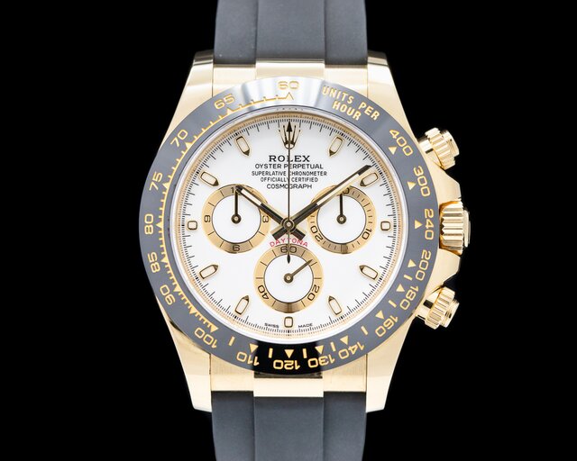 2009 Rolex Yacht Master II Yellow Gold White Dial Rubber Strap