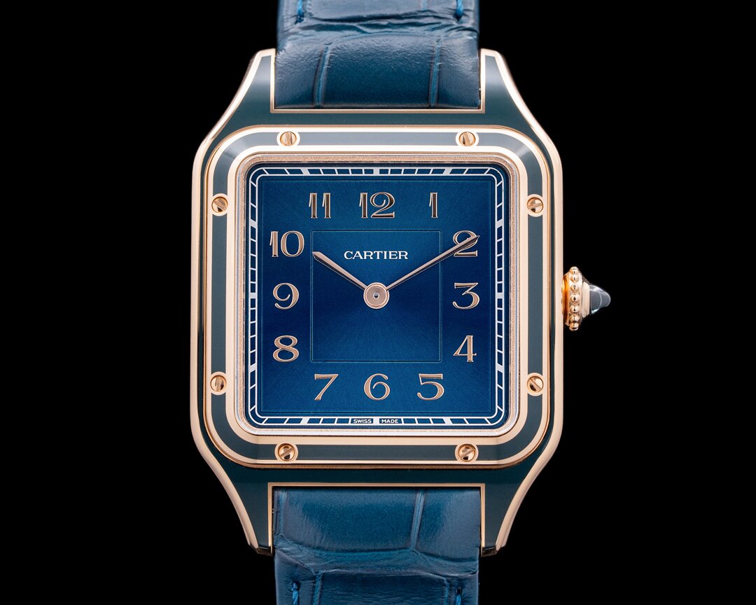 Image of Cartier Santos Dumont 18K Rose Gold Blue Dial LIMITED UNWORN