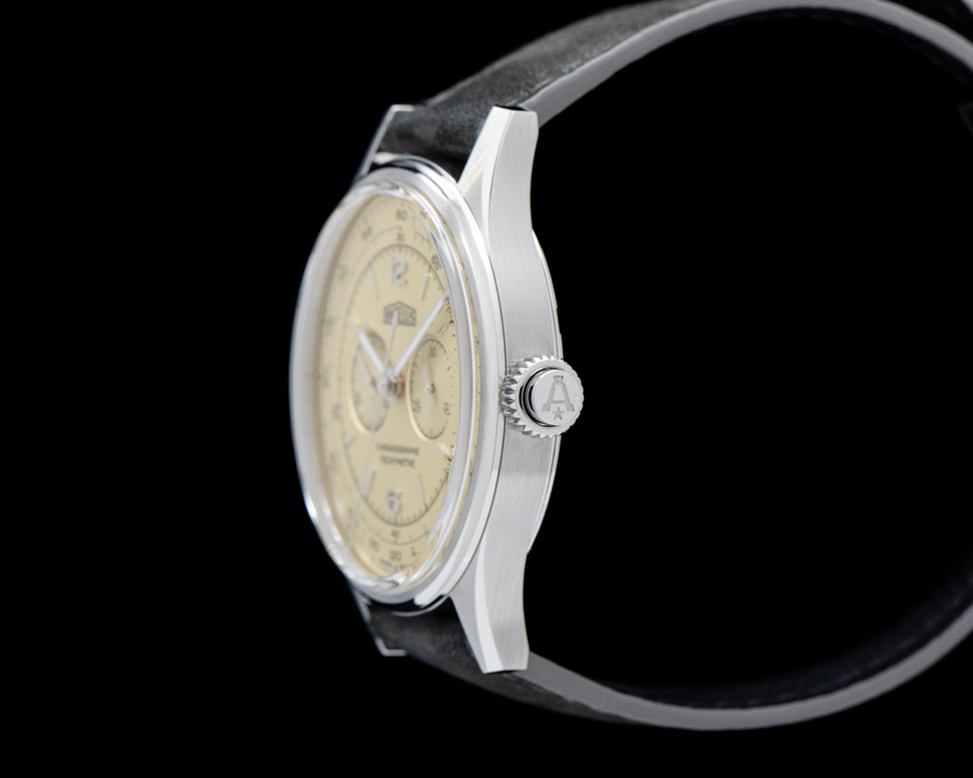 Angelus Chronographe Tachymetre X Monochrome SS Champagne Dial