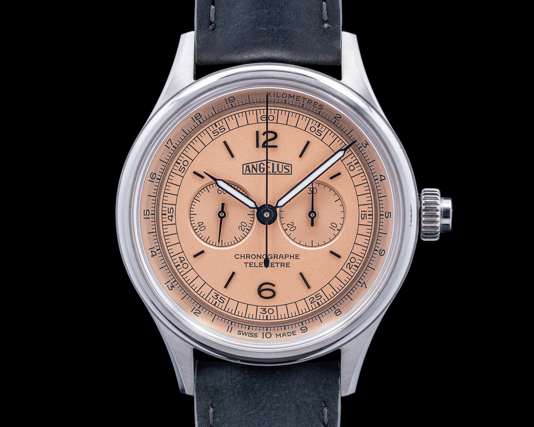 Angelus Chronographe Tachymetre X Monochrome SS Champagne Dial